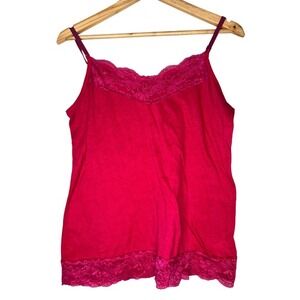 Faded Glory Vintage Y2K Women's Pink Lace Trim Camisole Tank Top Size 12 adult S